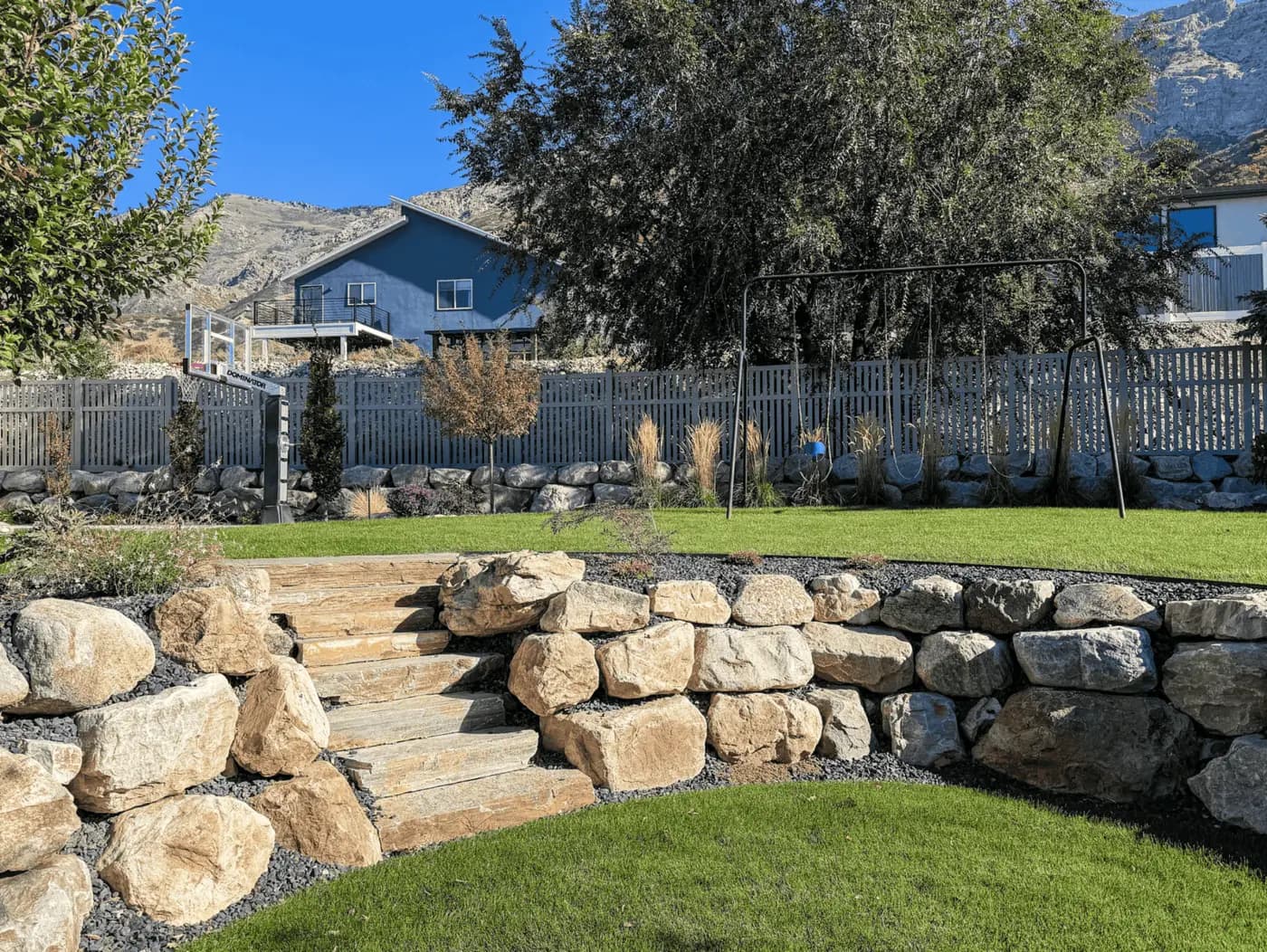 Boulder walls project by Felter Landscape in Weber County, Utah