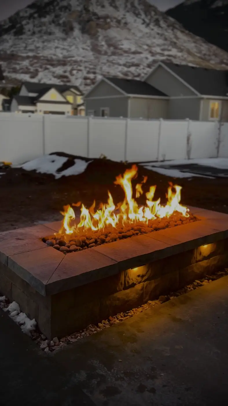 Gas fire pits project by Felter Landscape in Weber County, Utah